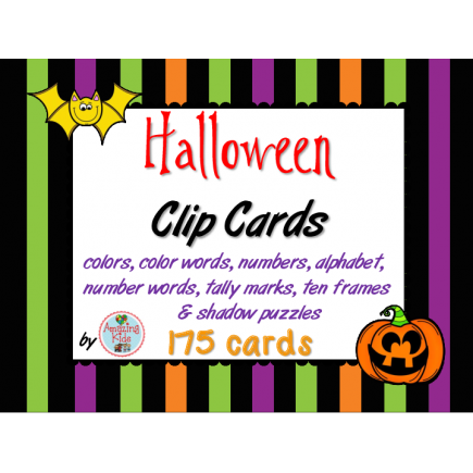 Halloween Clip Cards - Math & Reading Skills